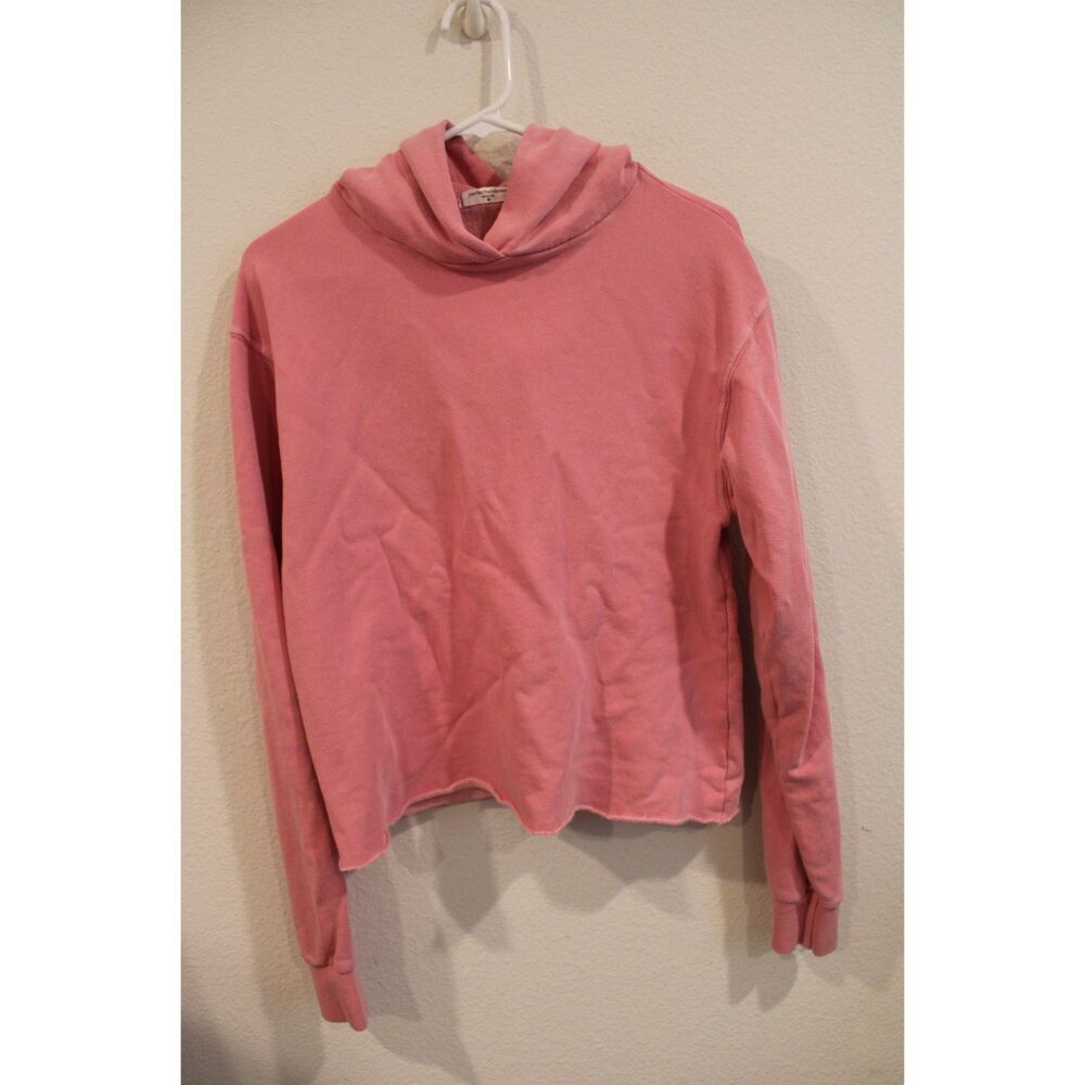 Perfect White Tee pink cropped raw hem hoodie size medium
